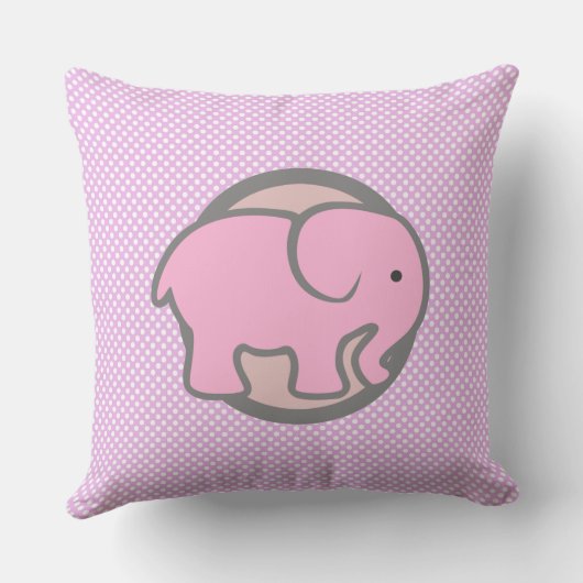 Cute Nursery Decor Pink Elephant Polka puntpatroon Kussen (Achterkant)