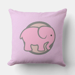 Cute Nursery Decor Pink Elephant Polka puntpatroon Kussen