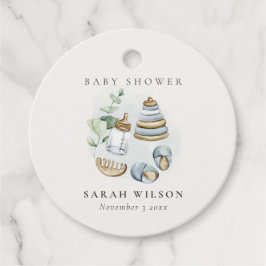 Cute Nursery Essential Leafy Blue Boy Baby shower Bedankjes Labels