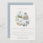 Cute Nursery Essential Leafy Blue Boy Baby shower Bedankkaart (Voorkant / Achterkant)