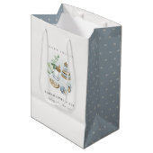 Cute Nursery Essential Leafy Blue Boy Baby shower Medium Cadeauzakje (Voorkant Gekanteld)