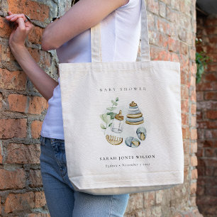 Cute Nursery Essential Leafy Blue Boy Baby shower Tote Bag