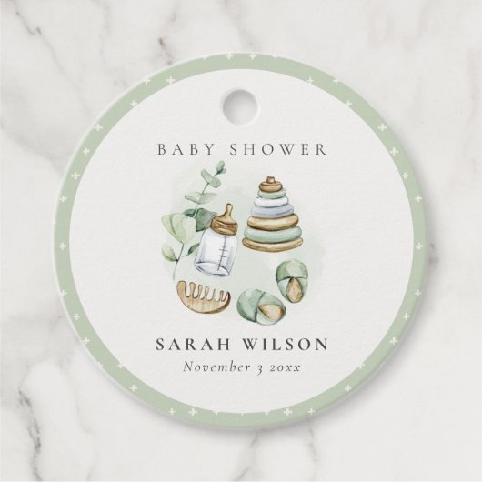 Cute Nursery Essential Leafy Green Baby shower Bedankjes Labels (Voorkant)