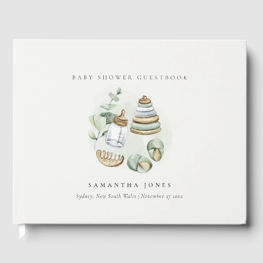 Cute Nursery Essential Leafy Green Baby shower Gastenboek (Voorkant)