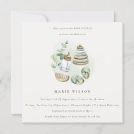 Cute Nursery Essential Leafy Green Baby shower Kaart