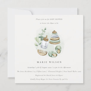 Cute Nursery Essential Leafy Green Baby shower Kaart