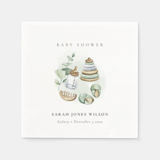 Cute Nursery Essential Leafy Green Baby shower Servet (Voorkant)