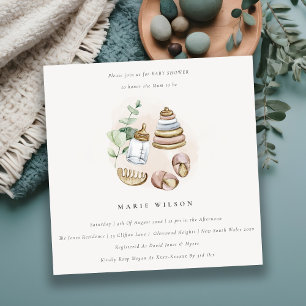 Cute Nursery Essential Leafy Pink Girl Baby shower Kaart