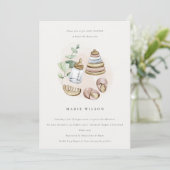 Cute Nursery Essential Pink Girl Leafy Baby shower Kaart (Staand voorkant)