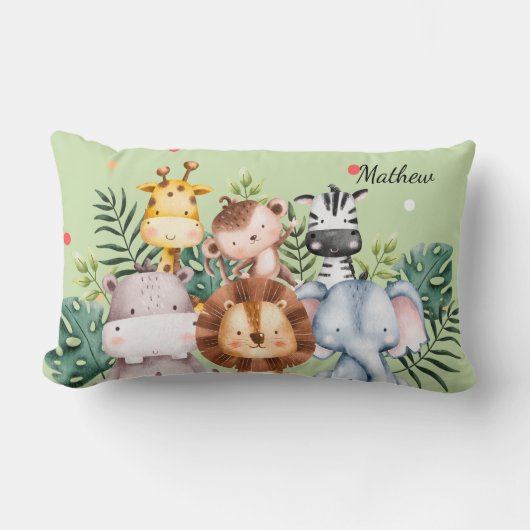 Cute nursery monogram l Safari greenery Kussen (Voorkant)