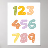 Cute Nursery Numbers Colorful Poster (Voorkant)