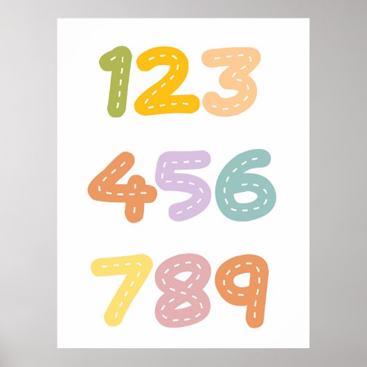 Cute Nursery Numbers Colorful Poster (Voorkant)