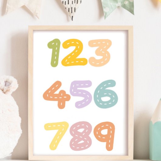 Cute Nursery Numbers Colorful Poster