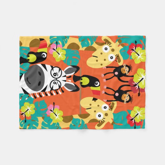 Cute nursery oerwoud decor fleece deken (Voorkant (Horizontaal))