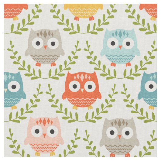 Cute Nursery Owls Stof (Close Up)