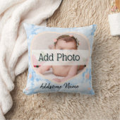 Cute Nursery Pink Heart Baby Foto naam blue sky Kussen (Deken)