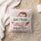 Cute Nursery Pink Heart Baby Fotoroze voetafdruk Kussen (Deken)