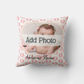Cute Nursery Pink Heart Baby Fotoroze voetafdruk Kussen (Achterkant)