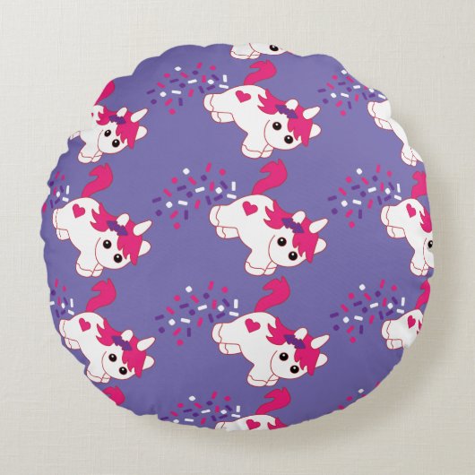 Cute Nursery Unicorn Decor Cushion Rond Kussen (Voorkant)