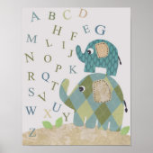 Cute Nursery wall art elephant alphabets Poster (Voorkant)
