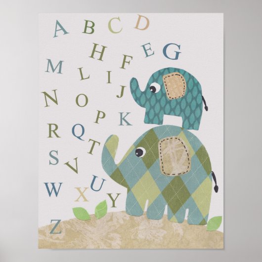 Cute Nursery wall art elephant alphabets Poster (Voorkant)