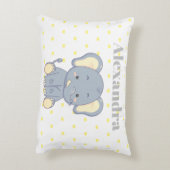Cute Nursery Yellow Grey elephant polka dots name Accent Kussen (Achterkant (Verticaal))