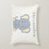 Cute Nursery Yellow Grey elephant polka dots name Accent Kussen (Voorkant(Verticaal))