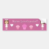 Cute Nurses Love Cupcakes  Roze Bumpersticker (Voorkant)