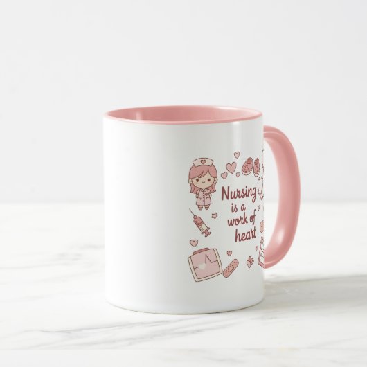 Cute Nursing Mug – Nursing Is a Work of Heart  Mok (Voorkant rechts)
