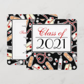 Cute Nursing School RN Black Afstuderen Square Kaart (Voorkant / Achterkant)