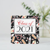 Cute Nursing School RN Black Afstuderen Square Kaart (Staand voorkant)