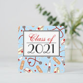 Cute Nursing School RN Blue Afstuderen Square Kaart (Staand voorkant)