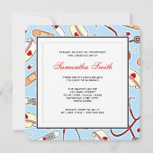 Cute Nursing School RN Blue Afstuderen Square Kaart (Achterkant)