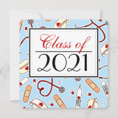 Cute Nursing School RN Blue Afstuderen Square Kaart (Voorkant)