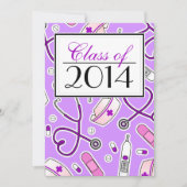 Cute Nursing School RN Paars Afstuderen Invite Kaart (Voorkant)