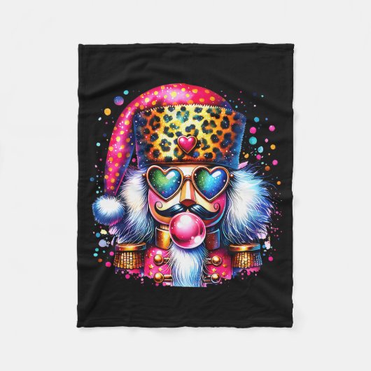 Cute Nutcracker Blowing Bubble Gum Nk Christmas Pa Fleece Deken (Voorkant)