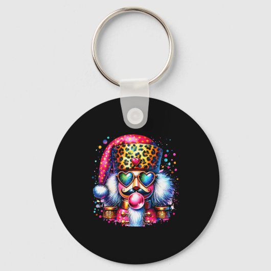 Cute Nutcracker Blowing Bubble Gum Nk Christmas Pa Sleutelhanger (Voorkant)