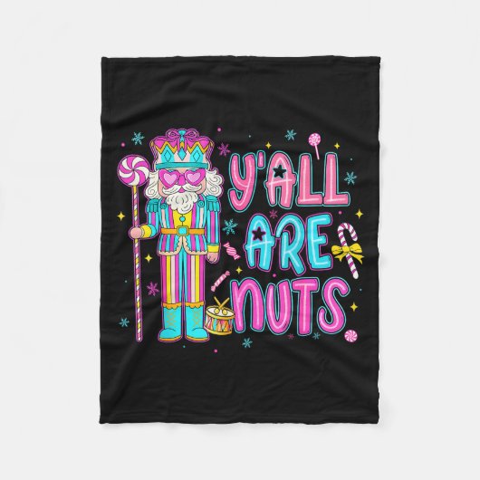 Cute Nutcracker Family Xmas Pajamas Y'all Are Nuts Fleece Deken (Voorkant)