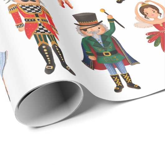 Cute Nutcracker Winter Holiday Kerstparty Cadeaupapier (Rol Hoek)