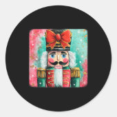 Cute Nutcracker Xmas Bows Christmas Pjs Girl Women Ronde Sticker (Voorkant)