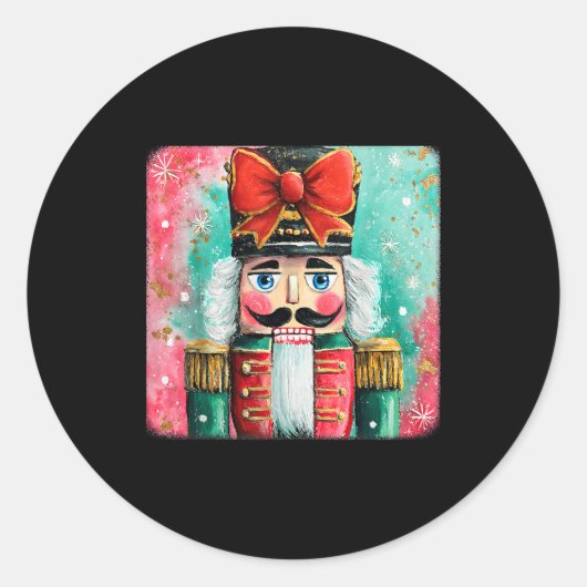 Cute Nutcracker Xmas Bows Christmas Pjs Girl Women Ronde Sticker (Voorkant)