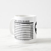 Cute Nutrition Facts of my dog custom name foto Koffiemok (Voorkant links)