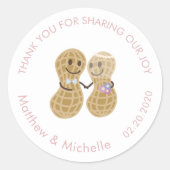 Cute Nuts over elkaar bruiloft Bedankt voor je ple Ronde Sticker (Voorkant)