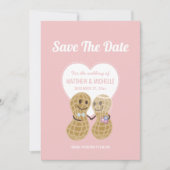 Cute Nuts over elkaar roze whisky bruiloft Save The Date (Voorkant)