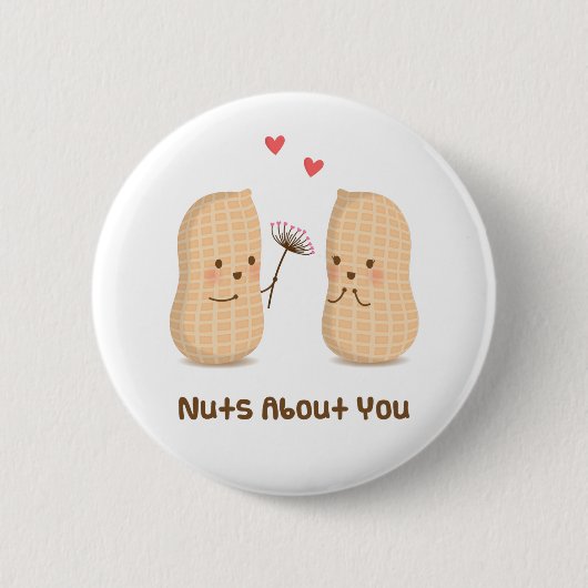 Cute Nuts Over You Food Pun Button (Voorkant)