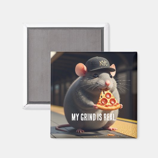 Cute NYC Pizza Rat Subway Legend Magnet (Voorkant / Achterkant)