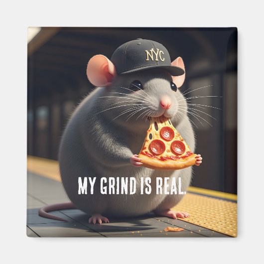 Cute NYC Pizza Rat Subway Legend Magnet (Voorkant)