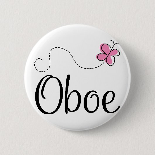 Cute Oboe Pink Butterfly Ronde Button 5,7 Cm (Voorkant)