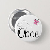 Cute Oboe Pink Butterfly Ronde Button 5,7 Cm (Voorkant /achterkant)