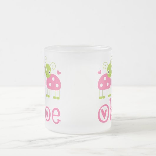 Cute Oboe Pink Ladybugs Matglas Koffiemok (Center)